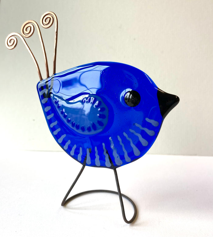 Fused Glass Decoration in Blue by Sally Moore