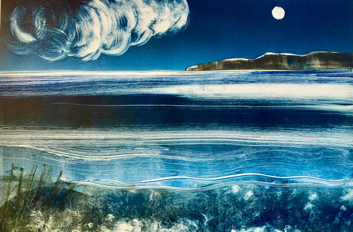 Moon Over Dorset Coast I by Clare Buchta