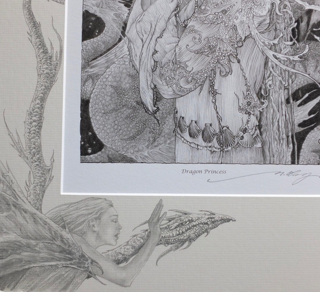 'Dragon Princess' - print with hand-drawn detailing on mount by Ed Org
