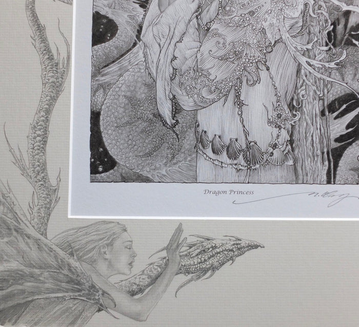 'Dragon Princess' - print with hand-drawn detailing on mount by Ed Org