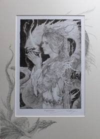 'Dragon Princess' - print with hand-drawn detailing on mount by Ed Org