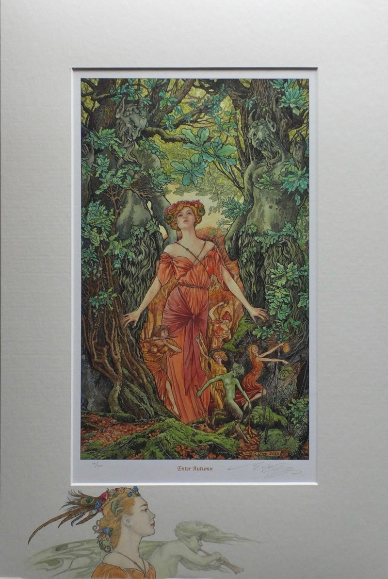 'Enter Autumn' - print with hand-drawn detailing on mount by Ed Org
