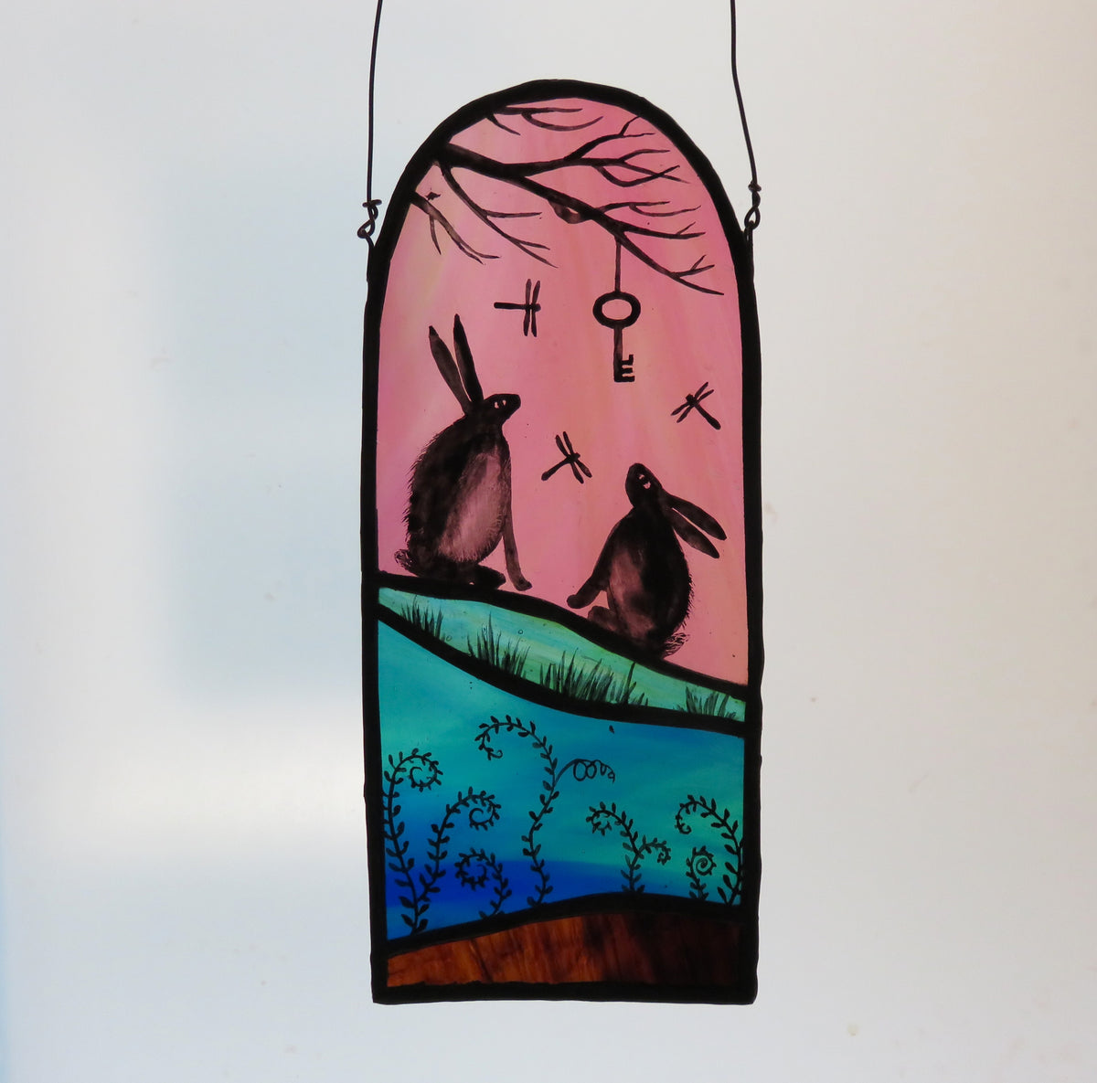 Hanging Key - stained glass panel by Debra Eden