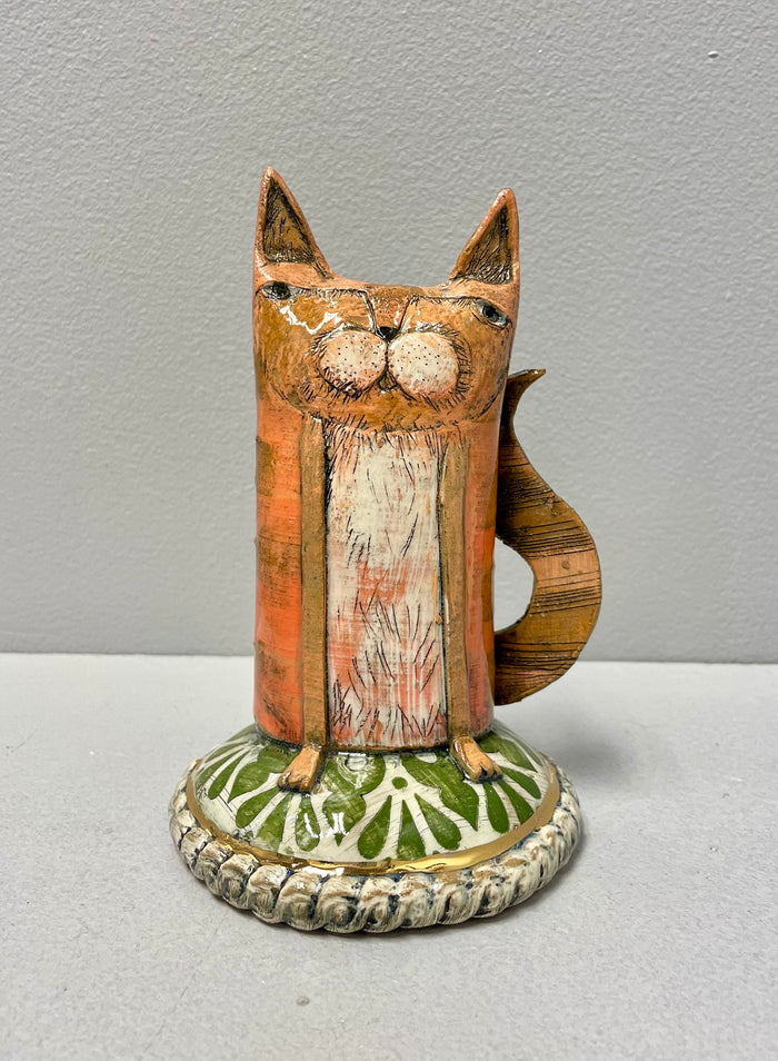 Orange Cat - Ceramic Sculpture by Sarah Saunders