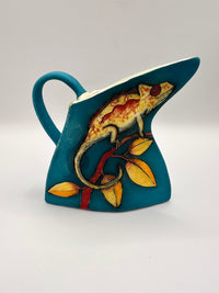 Triangular Chameleon Jug in Turquoise by Jeanne Jackson