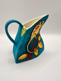 Triangular Chameleon Jug in Turquoise by Jeanne Jackson