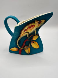 Triangular Chameleon Jug in Turquoise by Jeanne Jackson