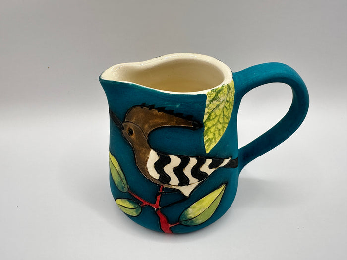Hoopoe Design Small Jug in Teal with by Jeanne Jackson
