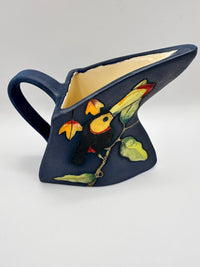 Toucan & Hoopoe Design Triangular Jug in Blue with by Jeanne Jackson