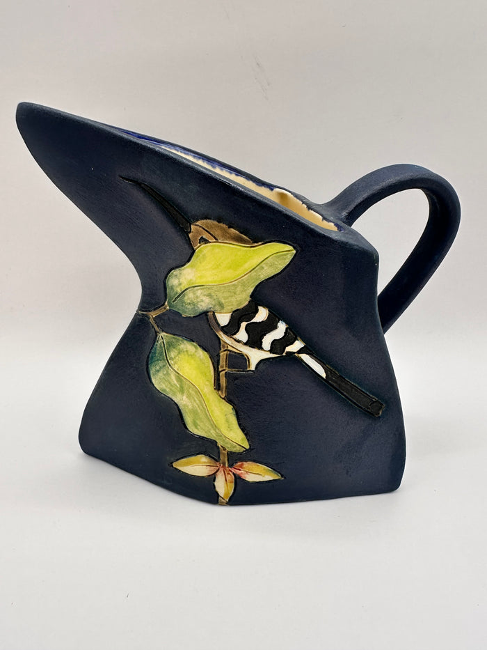 Toucan & Hoopoe Design Traingular Jug in Blue with by Jeanne Jackson