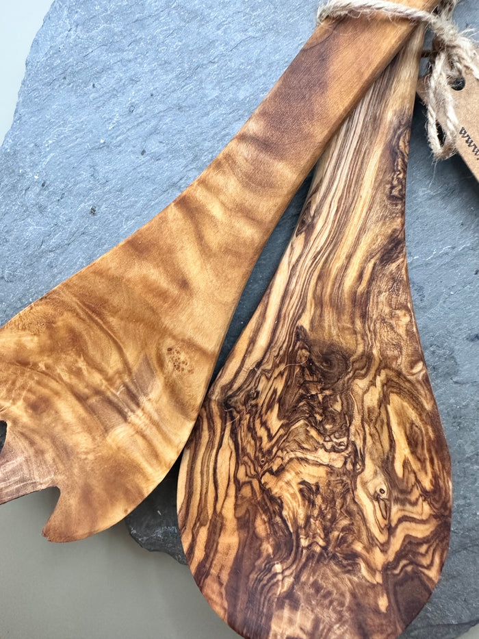Salad Servers - Resin on Olive Wood by Kelly Vincent
