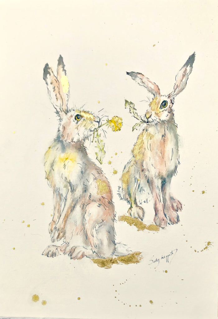 'It's a good thing to have a hare as a friend'  - 2 Hares - by Sally Leggatt