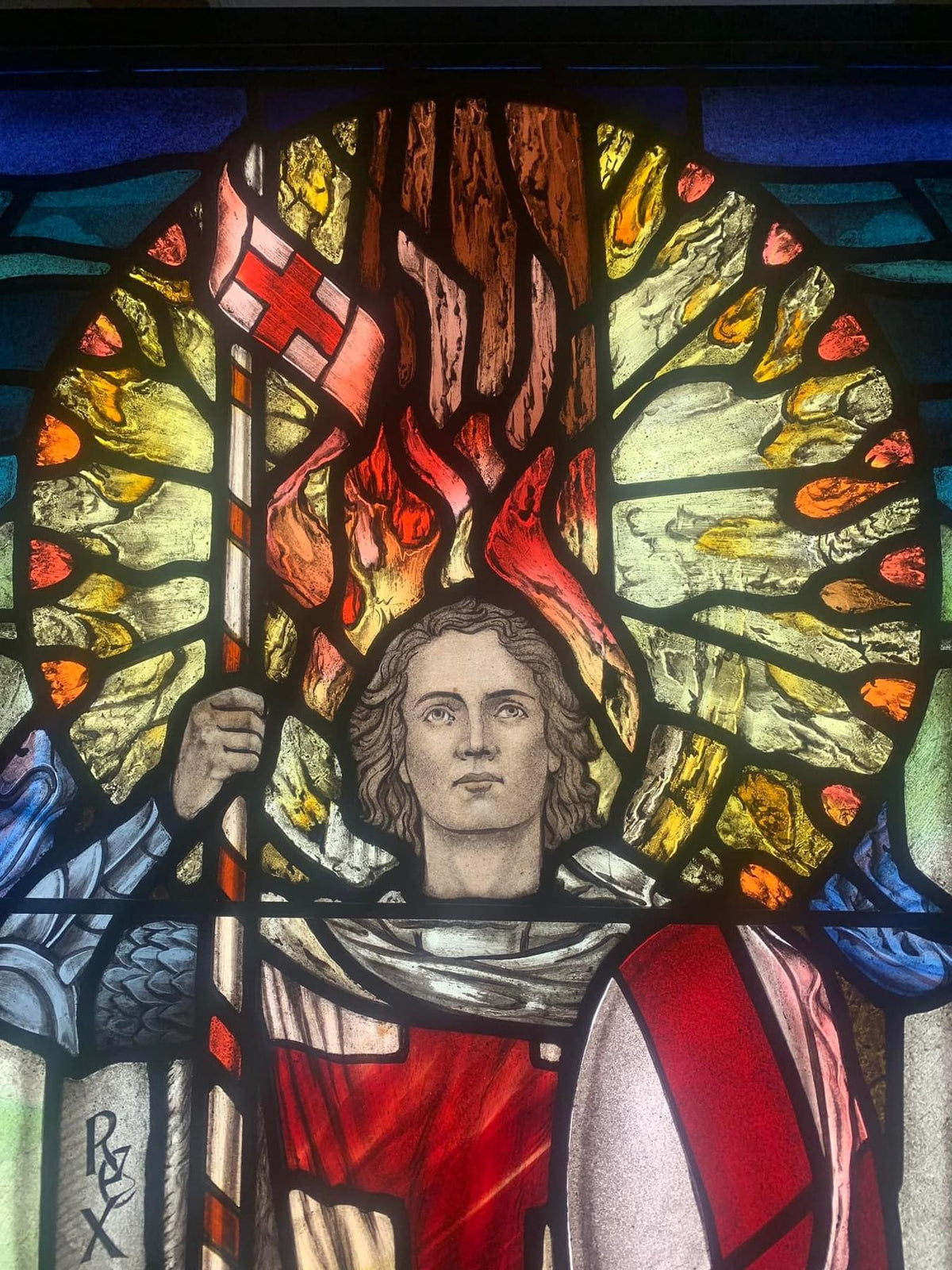 King Arthur - stained glass panel by Petri Anderson