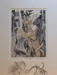'Morgana's Garden' - print with hand-drawn detailing on mount by Ed Org