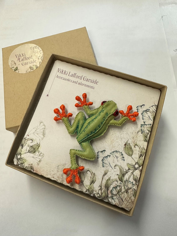 Orange-Footed Frog Brooch by Vikki Lafford Garside