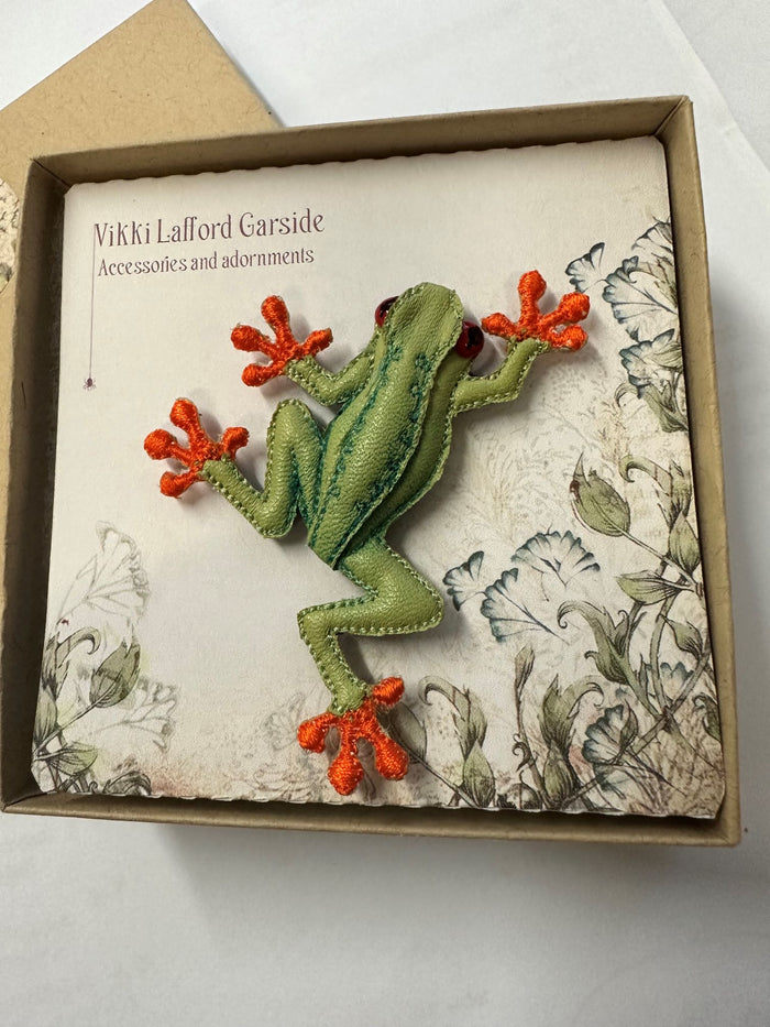 Orange-Footed Frog Brooch by Vikki Lafford Garside