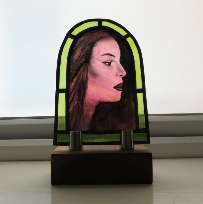 Portrait - stained glass panel by Debra Eden
