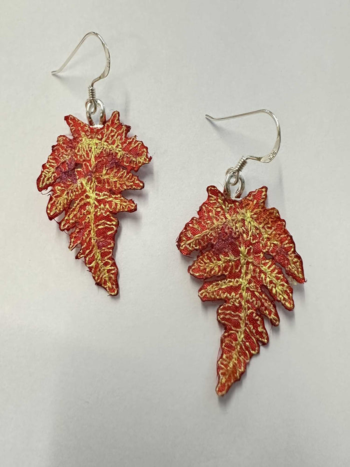 Small Fern Leaf Earrings by Vikki Lafford Garside (Spring Colours)