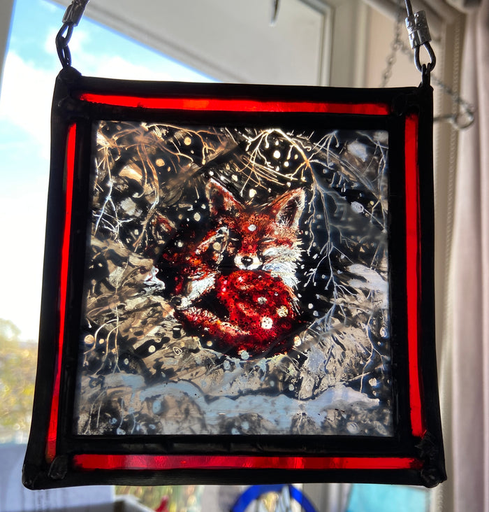Winter Foxes - Stained Glass by Rebecca Jones