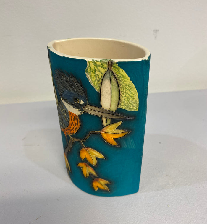 Toucan & Kingfisher Design Slab Vase by Jeanne Jackson