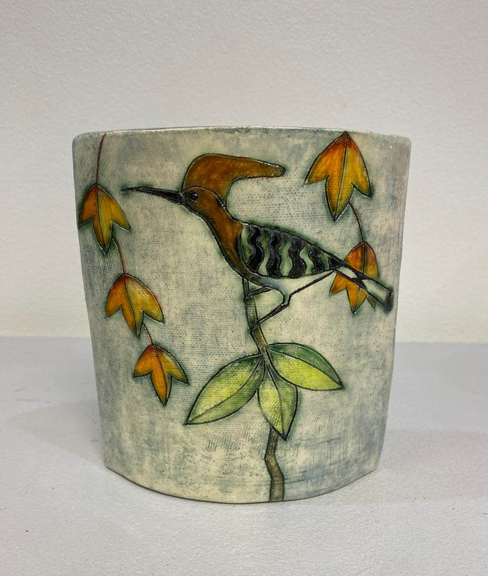 Slab Hoopoe Bird Vase by Jeanne Jackson
