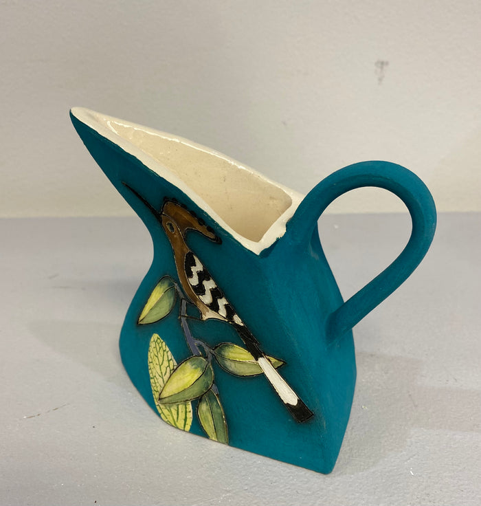 Triangular Bird Jug in Teal by Jeanne Jackson