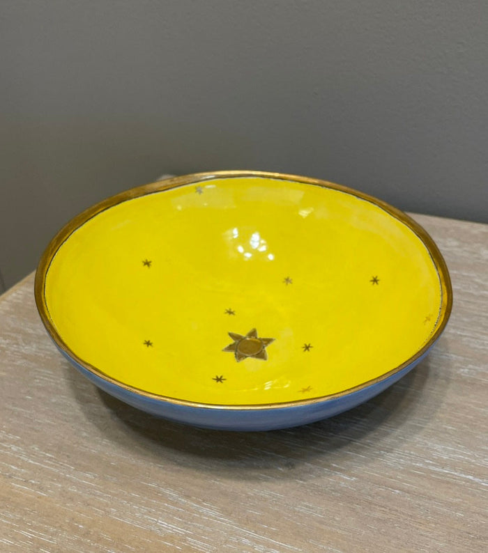 Medium Starry Yellow and Blue Bowl