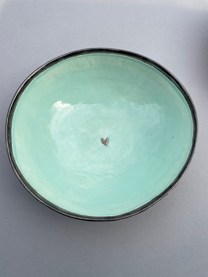 Medium mint and Platinum Bowl by Sophie Smith