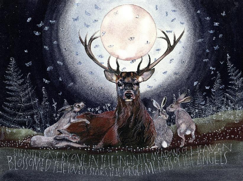 Silently, one by one in the infinite meadows of heaven blossomed the lovely stars, the forget me nots of the angels. stag & hares by Sam Cannon
