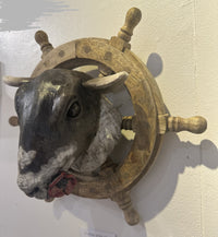 "A Sheep at the Wheel" - Hand-Built Ceramic Sculpture by R&B Ceramics
