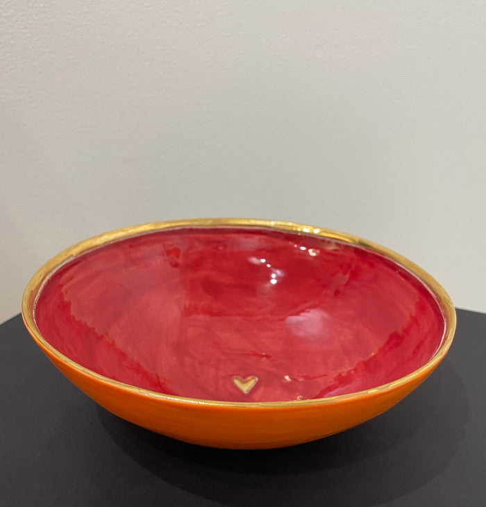 Medium Red, Orange and Gold Bowl by Sophie Smith