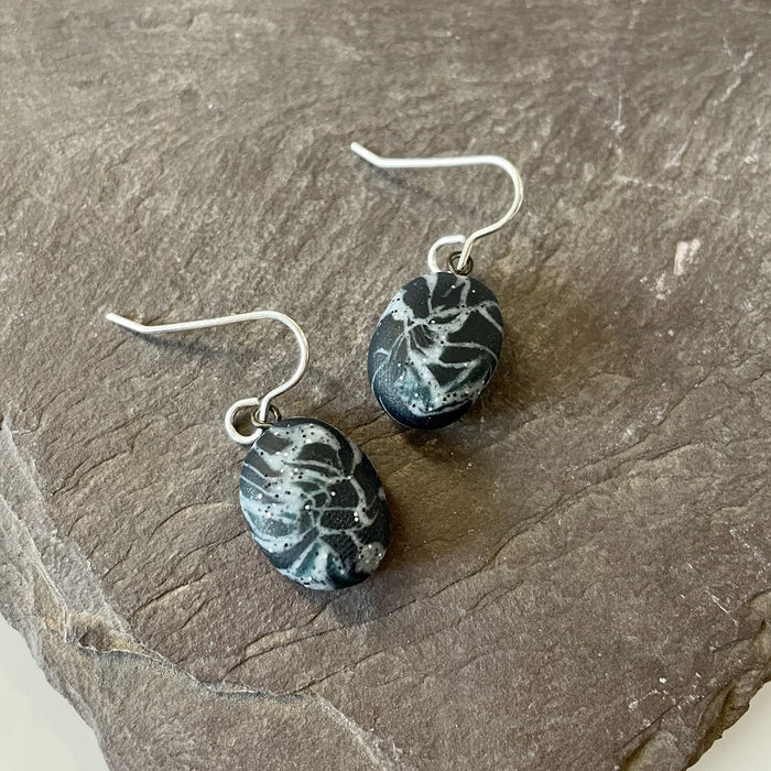 Black and Grey Pebble earrings by Elaine Christmas 