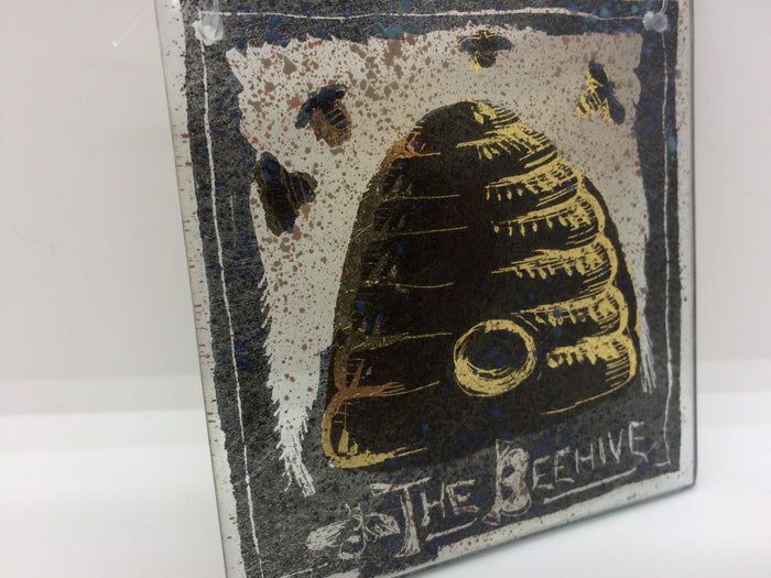 Beehive (imitation gold gilding), stained glass by Bryan Smith