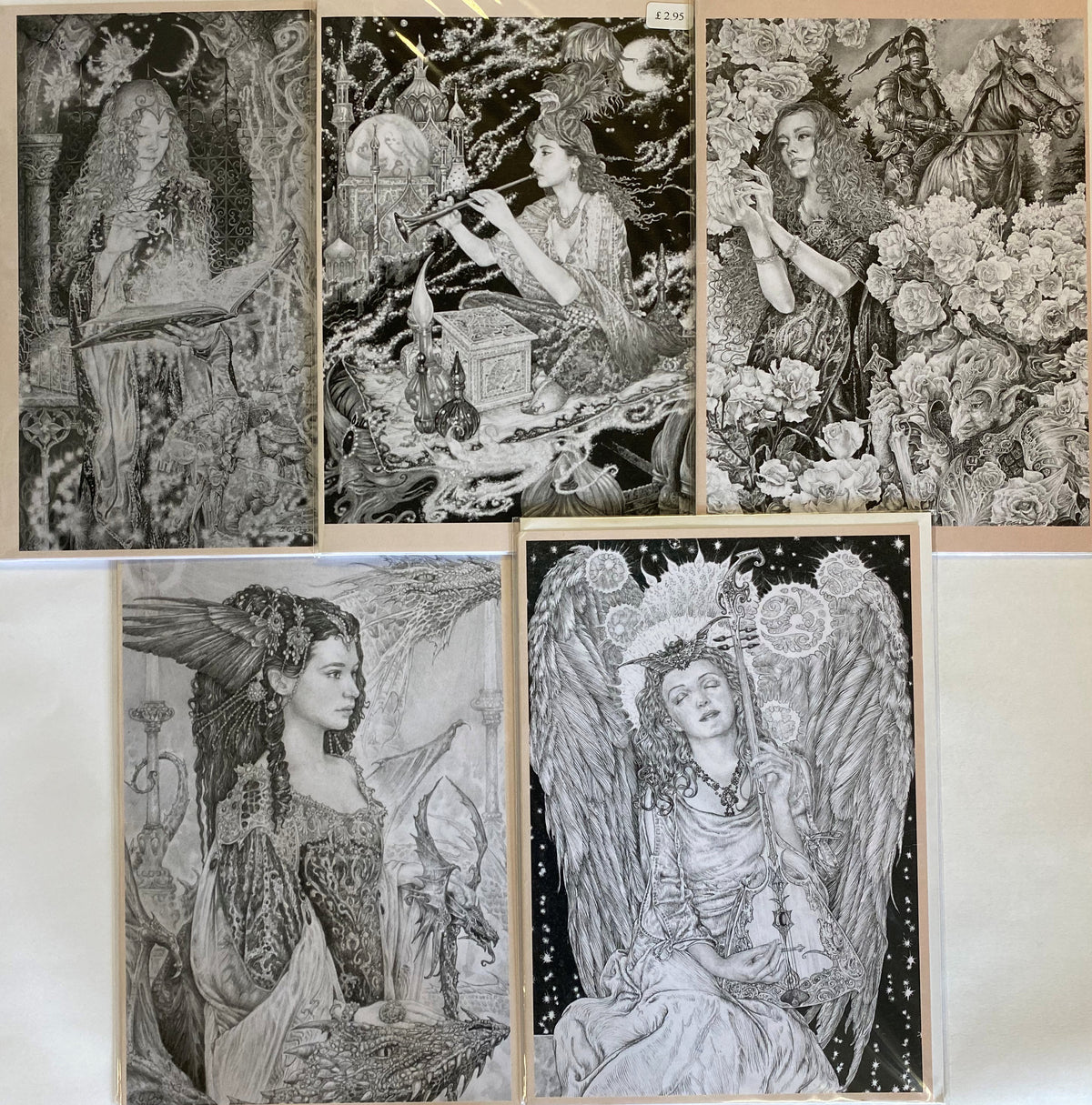 Pack of 5 Large Cards by Ed Org (black & white designs)