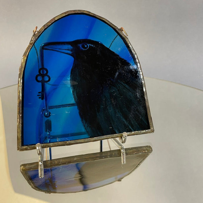 Crow and Key - Glass by Debra Eden
