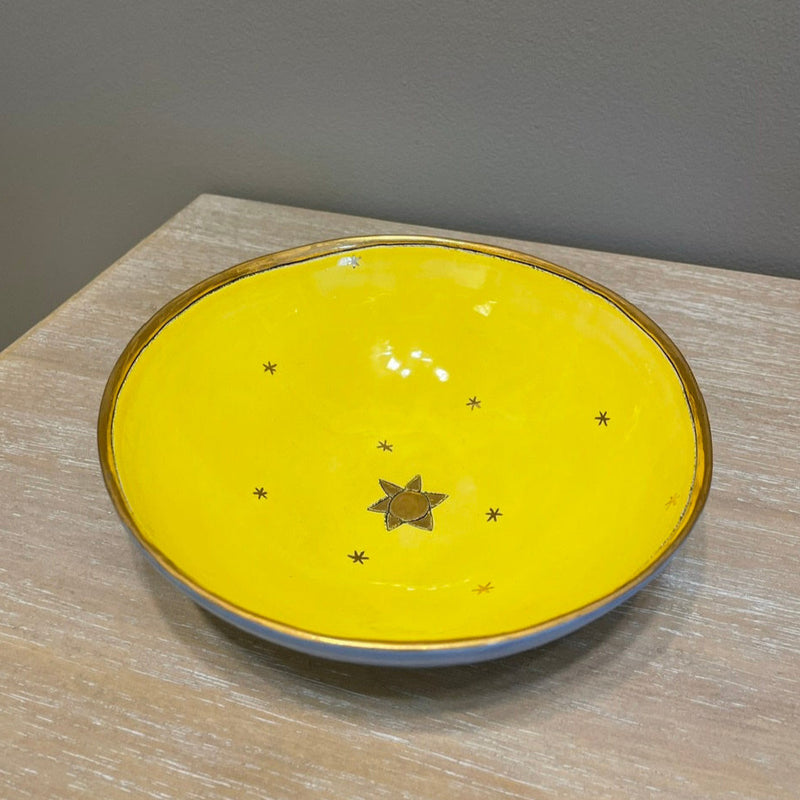 Medium yellow and blue Bowl by Sophie Smith