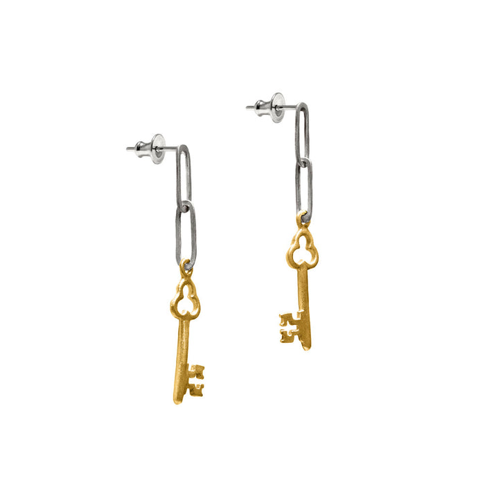 Trinket Key Earrings Gold by Julia Thompson