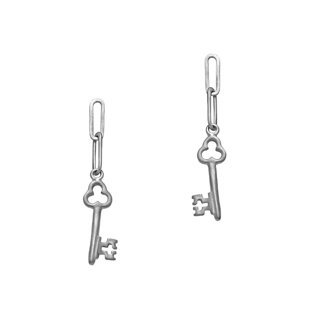 Trinket Key Earrings Silver by Julia Thompson
