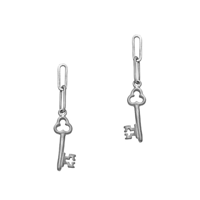 Trinket Key Earrings Silver by Julia Thompson
