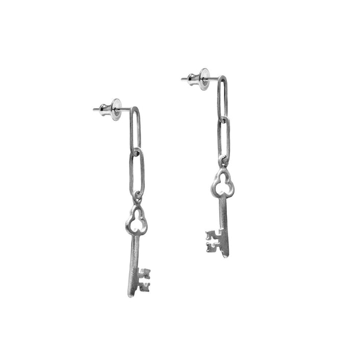 Trinket Key Earrings Silver by Julia Thompson