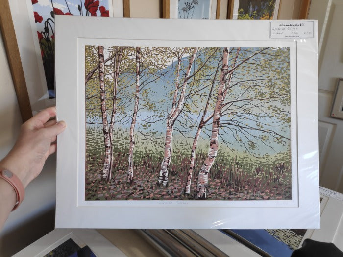 "Grasmere Birches" Limited Edition Recuction Linocut Print by Alexandra Buckle