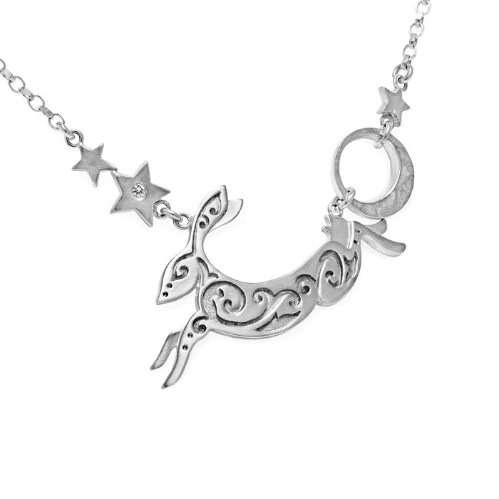 Hare and Stars Necklace Silver by Julia Thompson