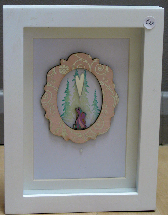 Rabbit and Heart - Framed Assemblage