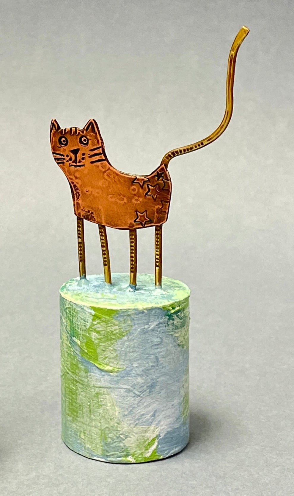 Mini Cats in copper or brass by Frances Noon
