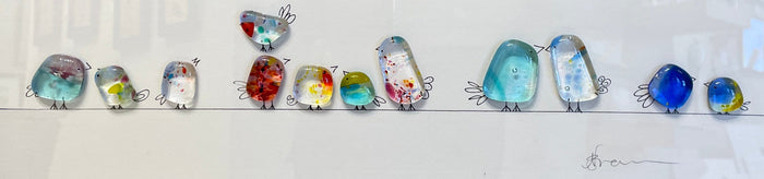 Birds and Bees - Fused Glass and Illustration