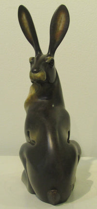 Hare Sitting Bronze Sculpture by David Meredith