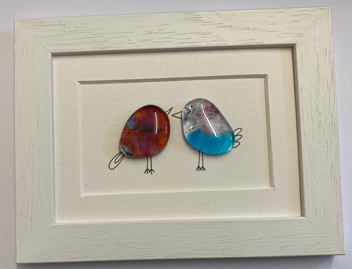 Sweet Tweet - Two Birds - Fused Glass and Illustration (NB180) by Niko Brown 