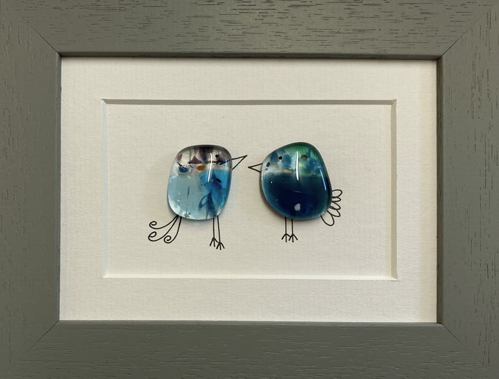 Sweet Tweet - Two Birds - Fused Glass and Illustration (NB181) by Niko Brown