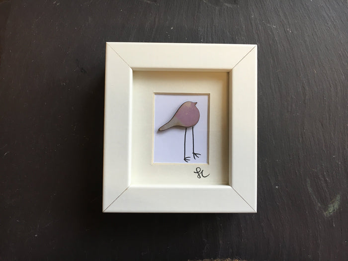 Cream and pink bird assemblage by Sophie Court