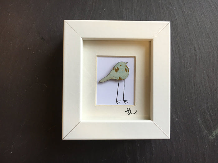 Mint green and gold bird assemblage by Sophie Court